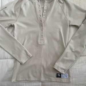 FLAG NOR FAIL Women’s Fitted Cream Long Sleeve Shirt